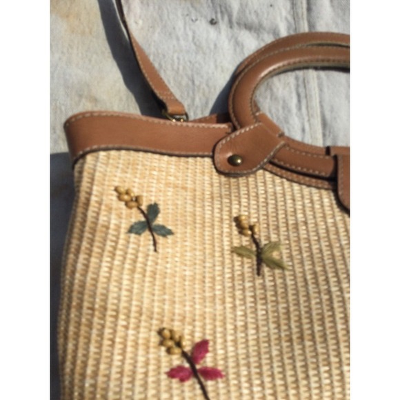 Fossil Tan and Brown Embroidered Tote Bag - Picture 2 of 14